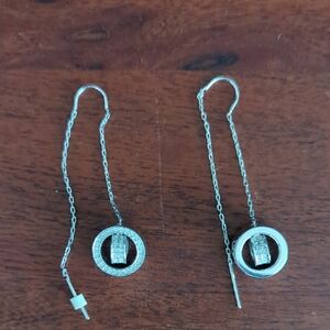 Never Worn Swarovski Crystal Silver Chain Drop Earrings